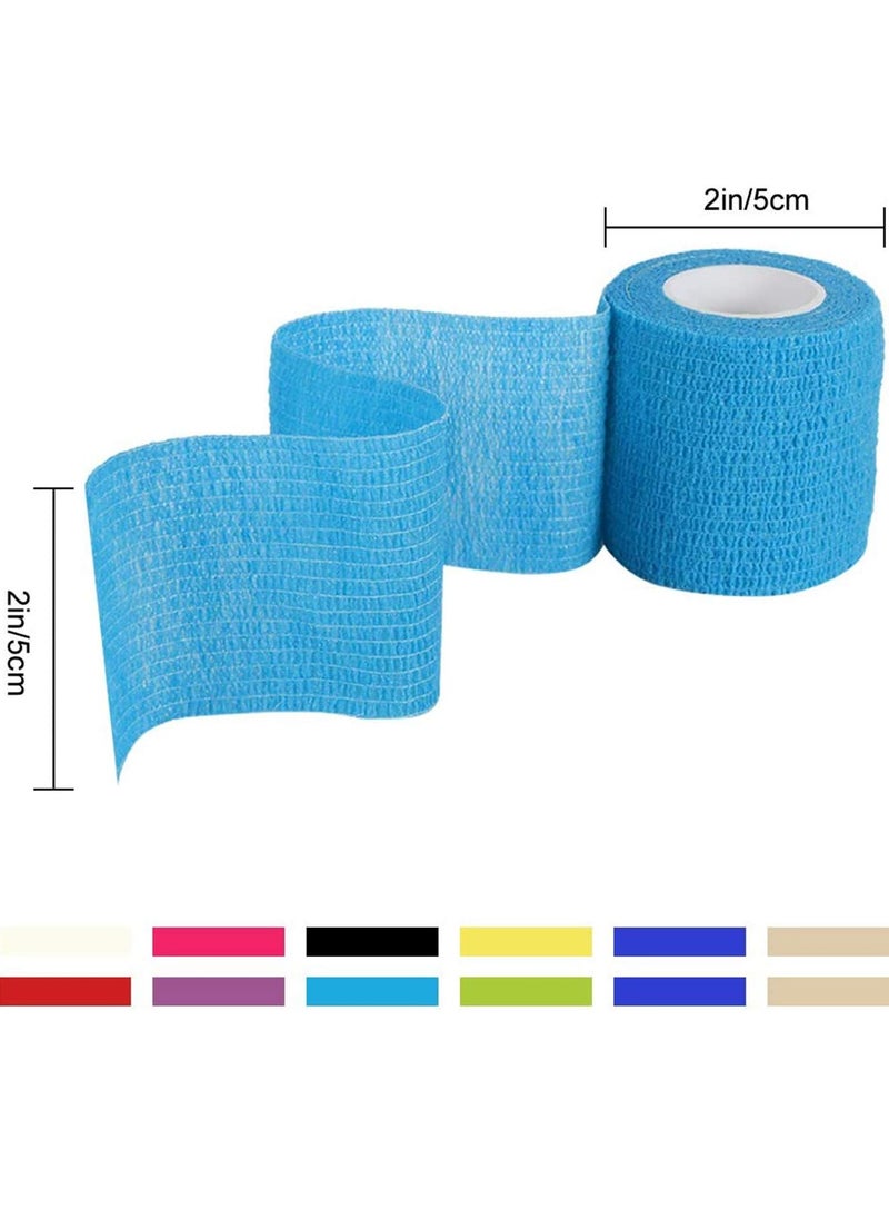 Generic Cohesive Bandages 12 Rolls 10 Colour Self Adherent Non Woven Bandage Wrap Pet Vet Elastic Sports Water Repellent Breathable for Wrist Ankle Strains Sprains Swelling  - Image 4