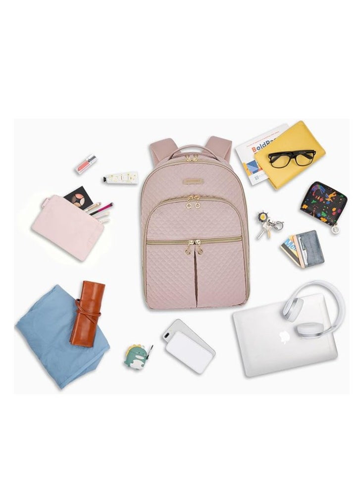 BAGSMART - BAGSMART Women's Laptop Backpack 15.6 Inch Adorable High School Book Bag, Teacher, Doctor, Nurse, and Travel Backpacks for Women (Pink) for Work, Travel, and Everyday Use - Image 1