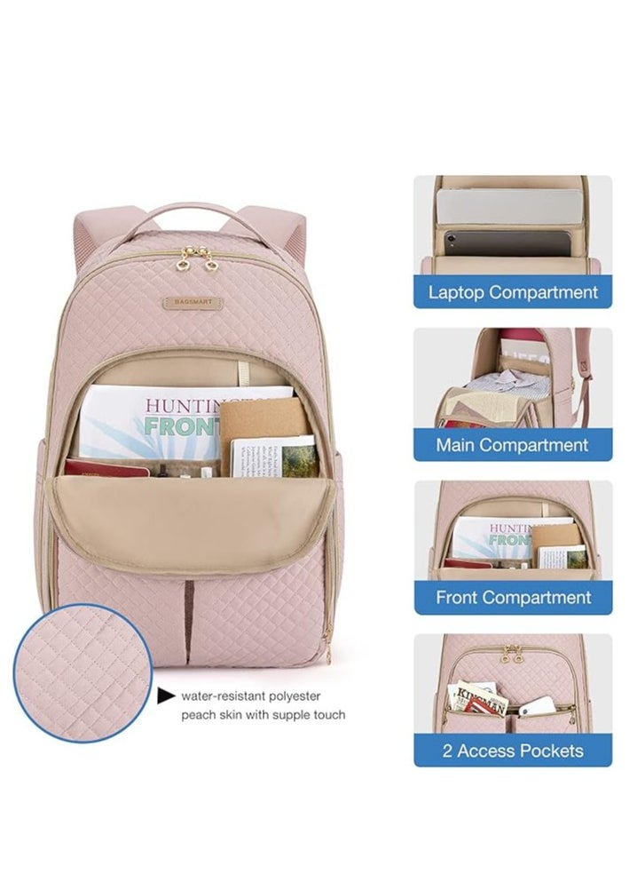 BAGSMART - BAGSMART Women's Laptop Backpack 15.6 Inch Adorable High School Book Bag, Teacher, Doctor, Nurse, and Travel Backpacks for Women (Pink) for Work, Travel, and Everyday Use - Image 1