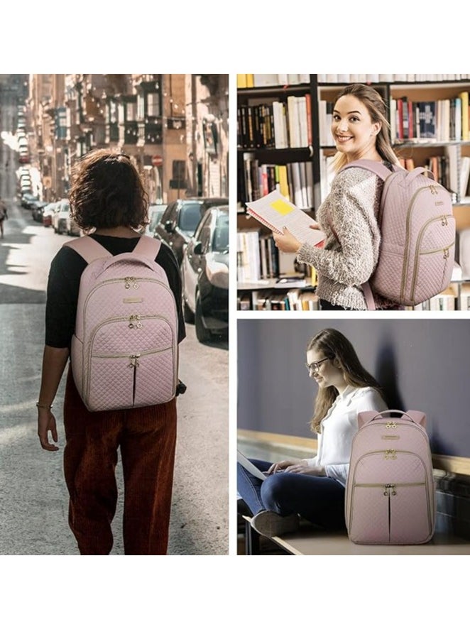 BAGSMART - BAGSMART Women's Laptop Backpack 15.6 Inch Adorable High School Book Bag, Teacher, Doctor, Nurse, and Travel Backpacks for Women (Pink) for Work, Travel, and Everyday Use - Image 1