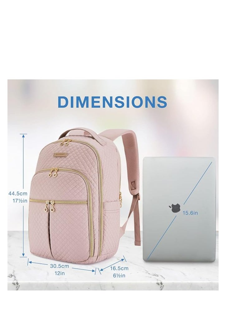 BAGSMART - BAGSMART Women's Laptop Backpack 15.6 Inch Adorable High School Book Bag, Teacher, Doctor, Nurse, and Travel Backpacks for Women (Pink) for Work, Travel, and Everyday Use - Image 1