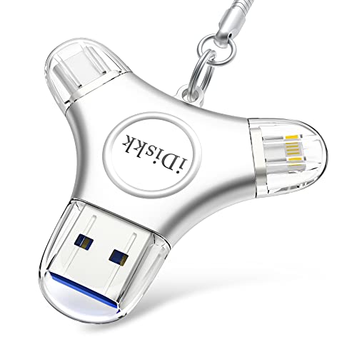 iDiskk 256GB MFi Certified USB Flash Drive for iPhone 14151617 USB C Photo Stick for iPad Pro Android Samsung iPhone Memory Storage to auto Backup VideosPhotosFiles for iPhoneAndroid PhonePC - Image 1
