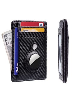 Excefore Wallet Case Holder for Air Tag, Slim Minimalist Wallet Card Holder for AirTag Carbon Firber Texture  - Image 3