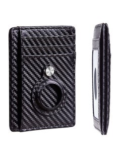 Excefore Wallet Case Holder for Air Tag, Slim Minimalist Wallet Card Holder for AirTag Carbon Firber Texture  - Image 1