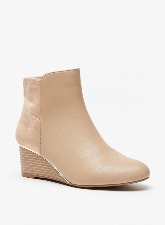 Celeste Women's Solid Ankle Boots with Wedge Heel and Zip Closure - Image 1