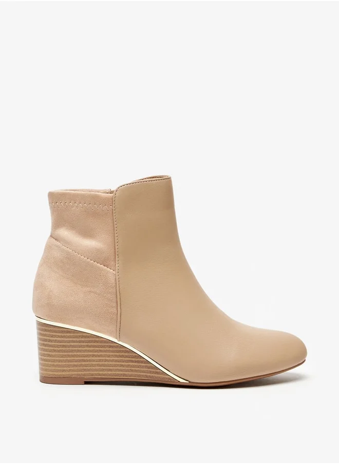 Celeste Women's Solid Ankle Boots with Wedge Heel and Zip Closure
