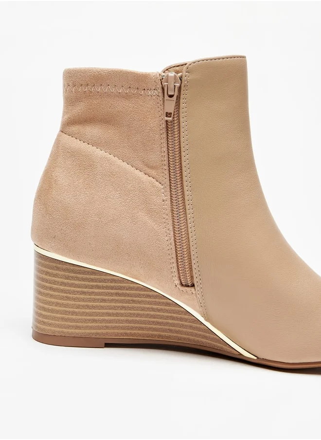 Celeste Women's Solid Ankle Boots with Wedge Heel and Zip Closure