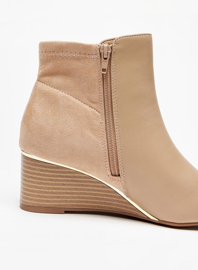Celeste Women's Solid Ankle Boots with Wedge Heel and Zip Closure - Image 5
