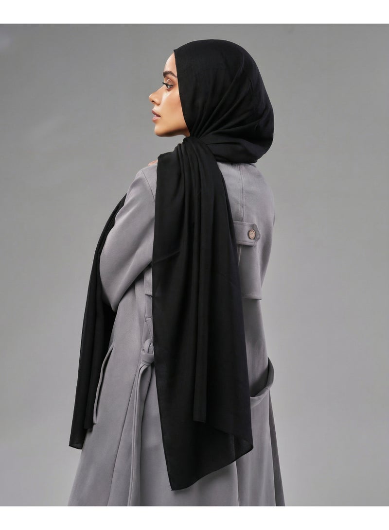 Lavezzi Breathable Cotton Modal Hijab Scarf For Women - Women Solid Color Head Scarf Wrap - Black - Image 4