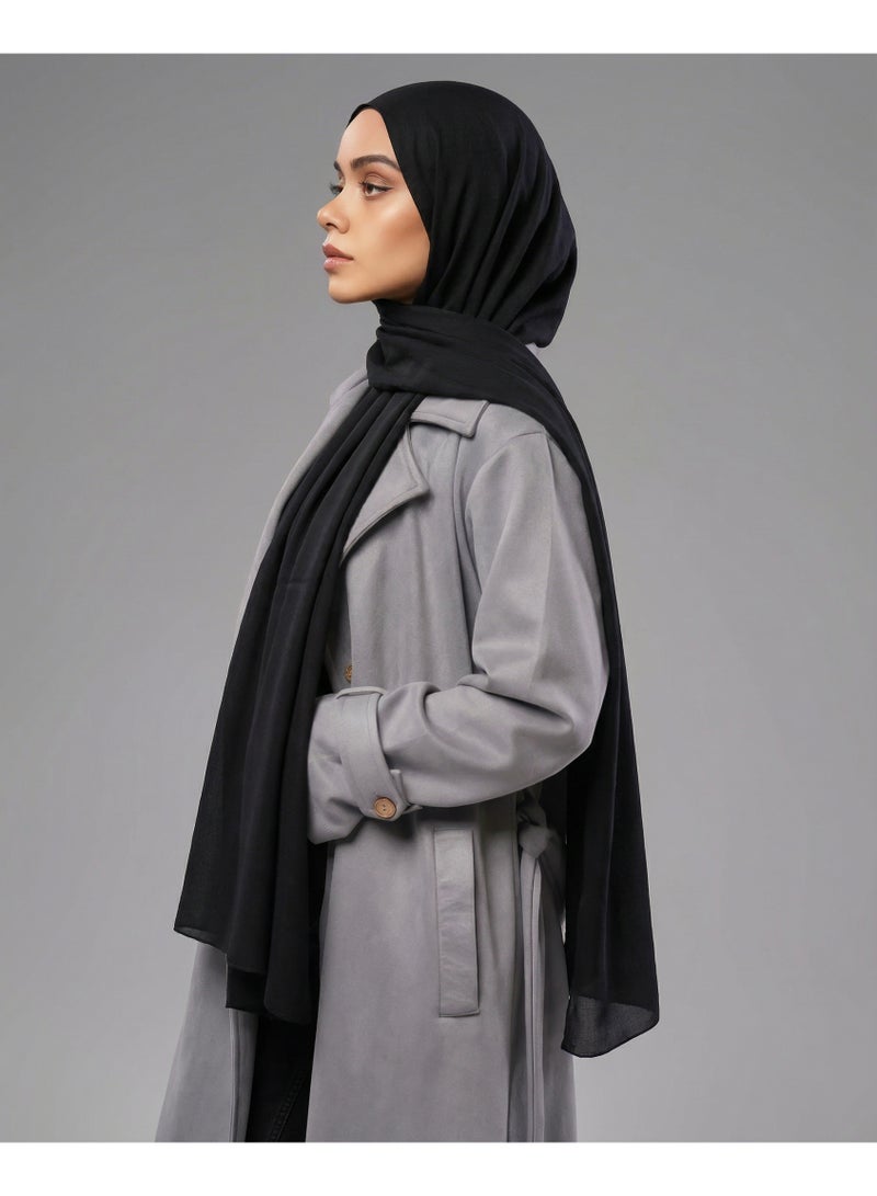 Lavezzi Breathable Cotton Modal Hijab Scarf For Women - Women Solid Color Head Scarf Wrap - Black - Image 3
