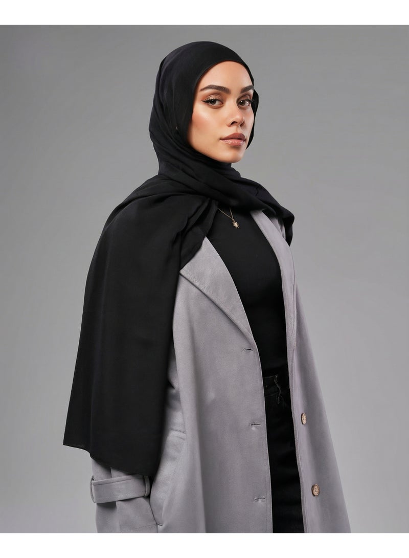 Lavezzi Breathable Cotton Modal Hijab Scarf For Women - Women Solid Color Head Scarf Wrap - Black - Image 1