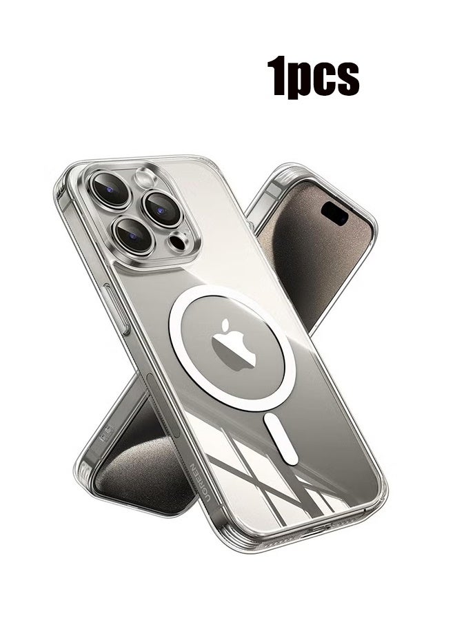 واي جيه جراب Magsafe 15 Pro Max ، مغناطيس أقوى N52 ، حماية عسكرية مقاومة للصدمات ، مضاد للأصفر ومقاوم للخدش ، غطاء Magsafe مغناطيسي رفيع للغاية لهاتف iPhone 15 Pro Max 6.7 بوصة - شفاف 1 قطعة - Image 1