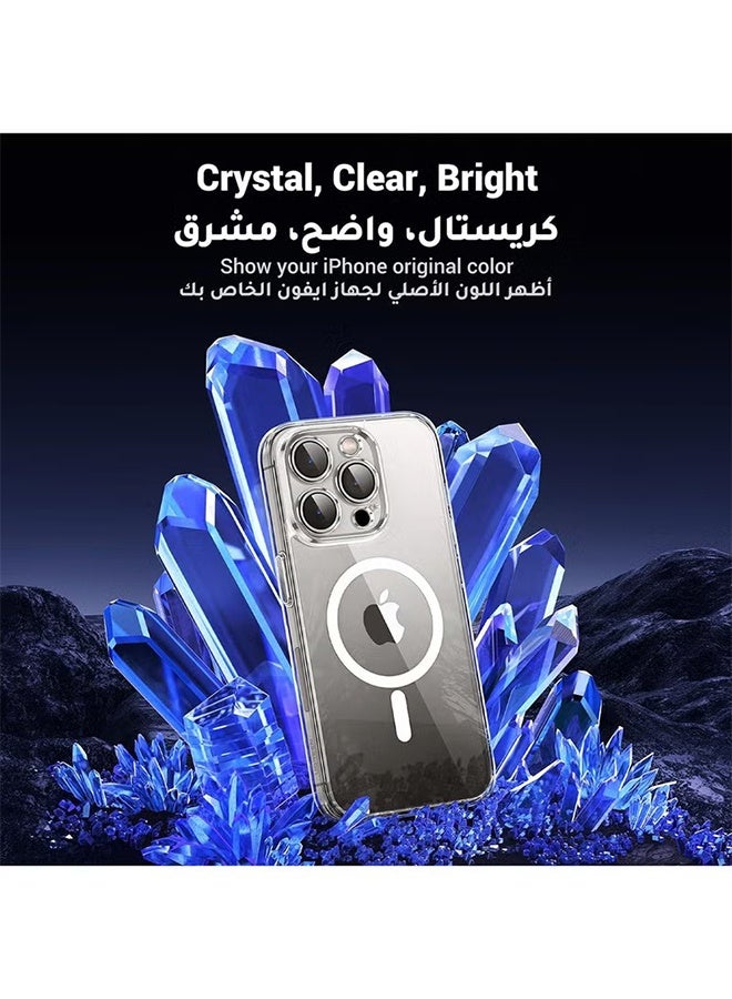 واي جيه جراب Magsafe 15 Pro Max ، مغناطيس أقوى N52 ، حماية عسكرية مقاومة للصدمات ، مضاد للأصفر ومقاوم للخدش ، غطاء Magsafe مغناطيسي رفيع للغاية لهاتف iPhone 15 Pro Max 6.7 بوصة - شفاف 1 قطعة - Image 4