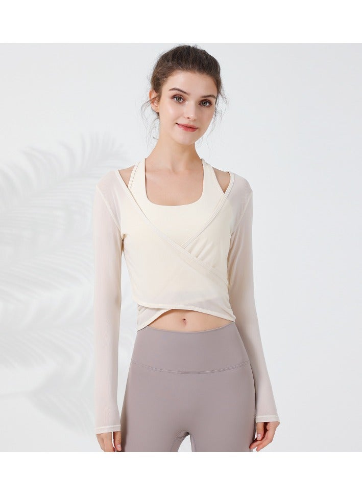 EBMINI Mesh Long Sleeved Outerwear Sports Bra Set 