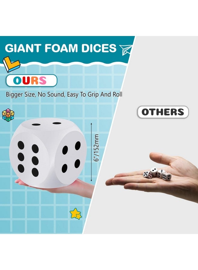 Shappy 6 Inches Foam Dice Fun Filled Large Educational Toy Kawaii Giant Dice Decorative Eva Foam Jumbo Cube Big Square Building Blocks for Game Nights Learning Sessions(White,1 Pc) - Image 2