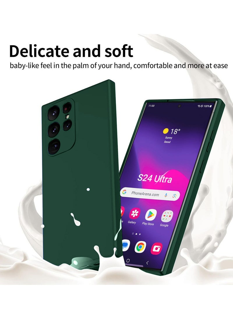 دبليو تيك غطاء حماية من السيليكون السائل الناعم لهاتف سامسونج جالاكسي S24 الترا 5G 2024 باللون الأخضر الداكن - Image 2
