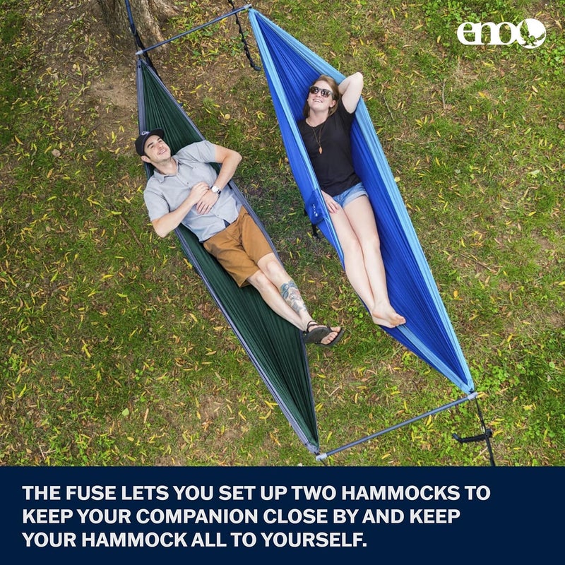 ENO Fuse Tandem Hammock System Colour Slate Lightwieght Fuse Spreader Bars, Two Hammocks Side by Side Dac Grren Anodised Aluminium Alloy Eliminates Enviro Damage Weight 277 g - Image 2