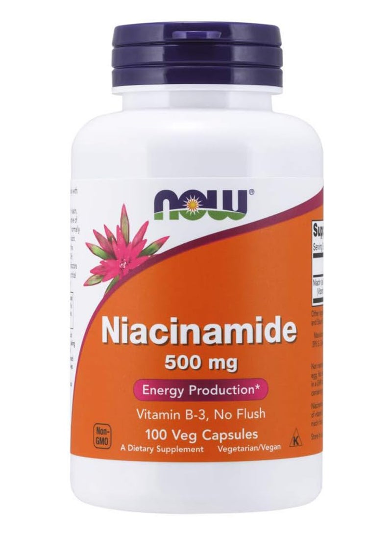 ناو فودز مكمل غذائي نياسيناميد بتركيز 500 ملليجرام - 100 كبسولة - Image 1