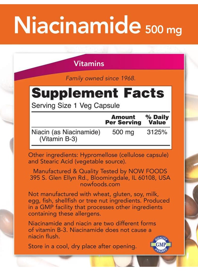 ناو فودز مكمل غذائي نياسيناميد بتركيز 500 ملليجرام - 100 كبسولة - Image 2