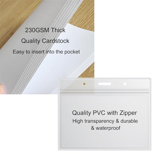 Mr-Label 100 Pack 4" x 3" Heavy Duty ID Badge Holder with Printable Name Badge Insert Micro-Perforated Waterproof Clear Horizontal Name Tag Badge Holder - Image 5