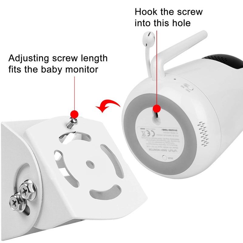 Uogw Baby Monitor Mount - Compatible with VAVA Baby Monitor Camera VA-IH006/VA-IH009/Hipp, Adjustable Angle Wall Mount Bracket, Aluminum Alloy Material (White) - Image 4