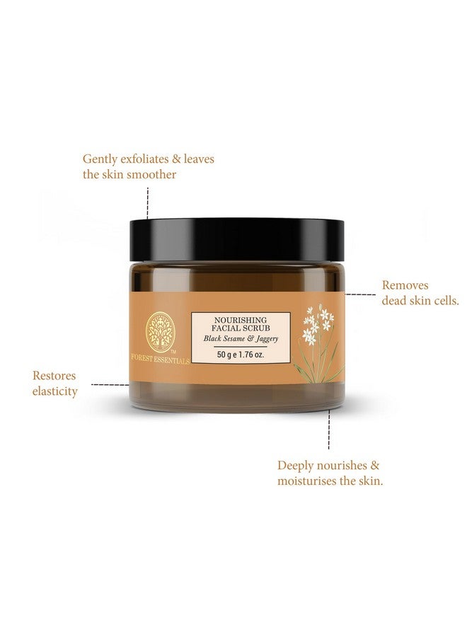 Forest Essentials Nourishing Facial Scrub Black Sesame & Jaggery | Ayurvedic Gentle Exfoliator | Daily Exfoliating Face Scrub For Normal Dry Skin | Moisturising & Clarifying Face Scrub - Image 2