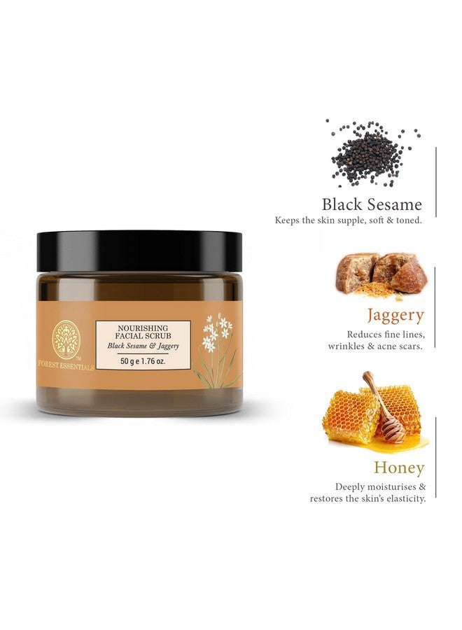 Forest Essentials Nourishing Facial Scrub Black Sesame & Jaggery | Ayurvedic Gentle Exfoliator | Daily Exfoliating Face Scrub For Normal Dry Skin | Moisturising & Clarifying Face Scrub - Image 3