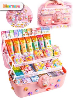 MissTiara 553 Pcs DIY Whipped Cream Clay Glue Set, Simulated DIY Making Art Craft Kit with Cartoon Stickers, Accessories, Key Chains with Storage Box for Gifting  - Image 2