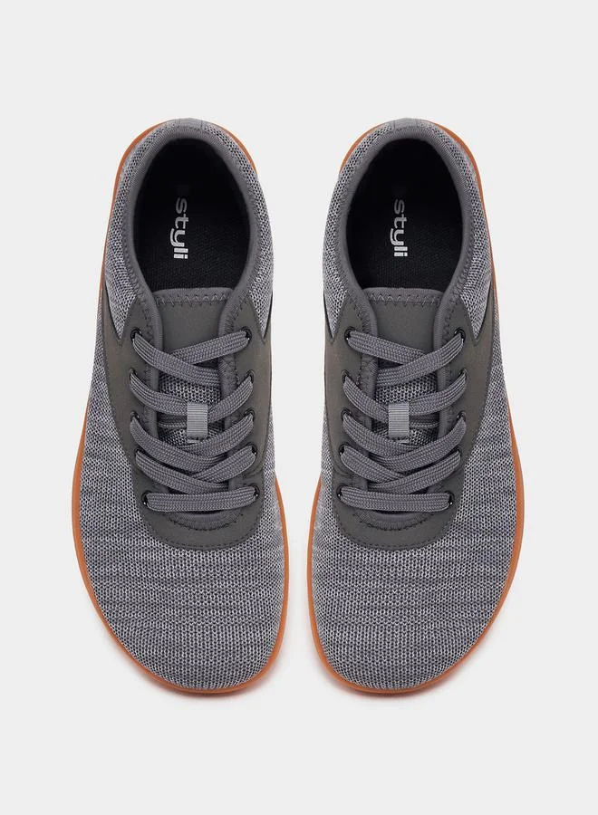 Styli Knitted Lace Up Lightweight Sneakers