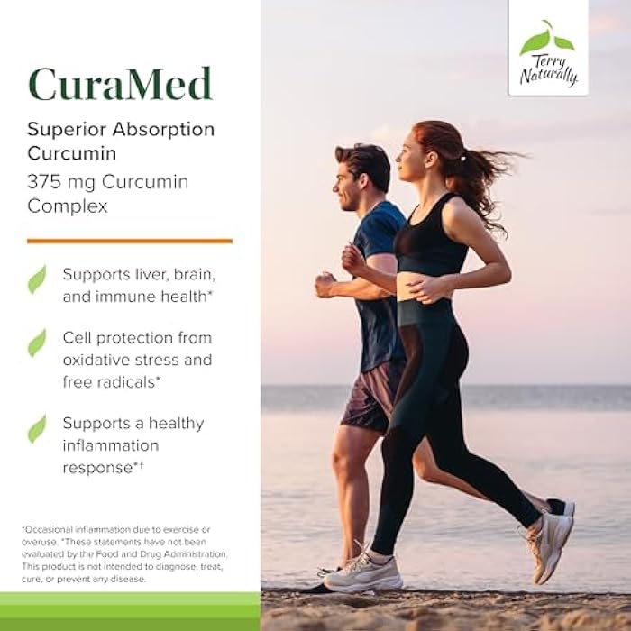 Terry Naturally CuraMed 375mg - Antioxidant Supplement for Brain & Immune Health Support - Dietary Supplement with Curcumin & Turmeric Essential Oil - Herbal Liver Support - 90 Softgels - Image 3