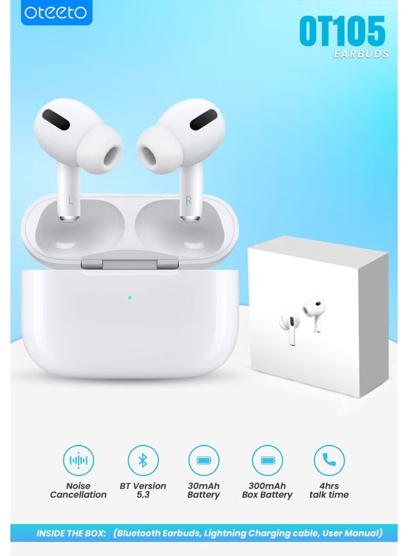 Oteeto 105 Wireless Bluetooth Earbuds, HiFi Sound, Noise Cancellation, Touch Control, Long Battery Life, Compact Wireless Earphones for Music, Calls, Travel & Daily Use - Image 4