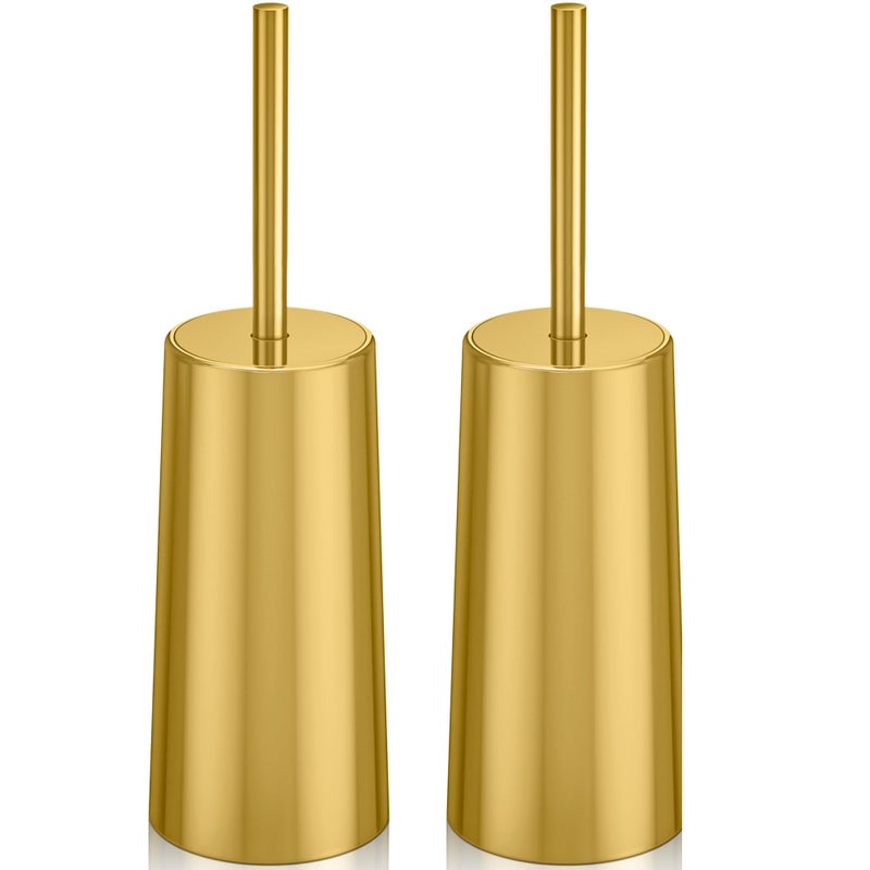 Wsedor Toilet Brush and Holder 2 Pack Toilet Brush Stainless Steel Toilet Bowl Brush for Bathroom ToiletErgonomic ElegantDurable Gold - Image 2