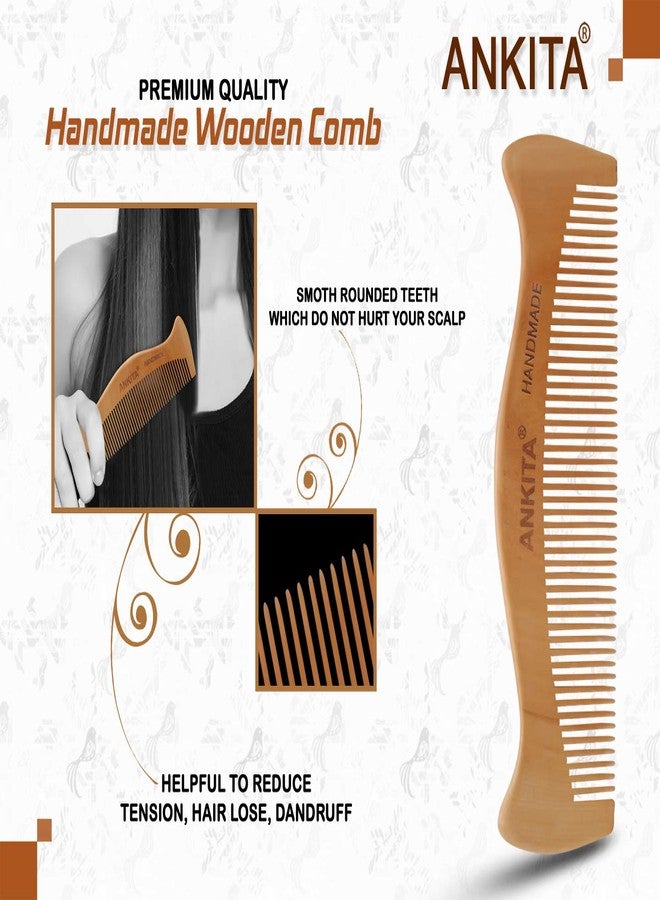 ANKITA Wood Hair Combs for Curly Hair- No Static Wooden Hair Comb With Rounded Handle for Men Women and Kids, SHELL - Image 4