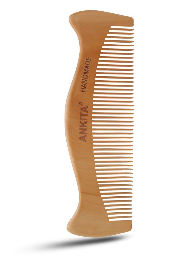 ANKITA Wood Hair Combs for Curly Hair- No Static Wooden Hair Comb With Rounded Handle for Men Women and Kids, SHELL - Image 2