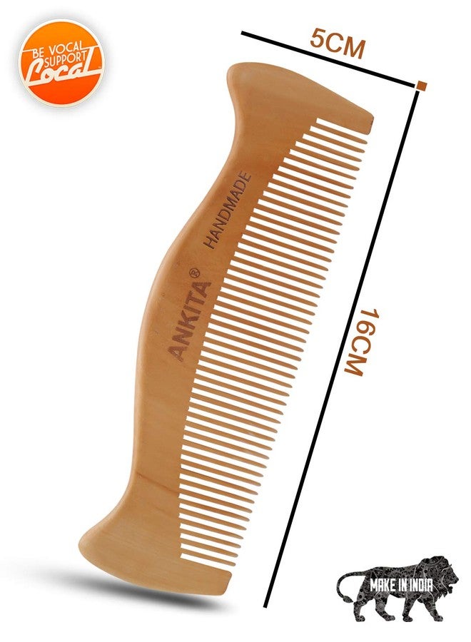 ANKITA Wood Hair Combs for Curly Hair- No Static Wooden Hair Comb With Rounded Handle for Men Women and Kids, SHELL - Image 3