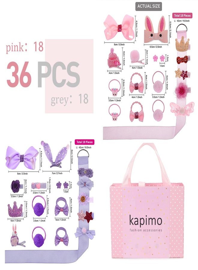 kapimo 36 pcs Hair Clips for Baby Girls Toddlers Assorted Stylish Fashion Kids Hair Accessories Gift Set Box (Pink Purple) - Image 2