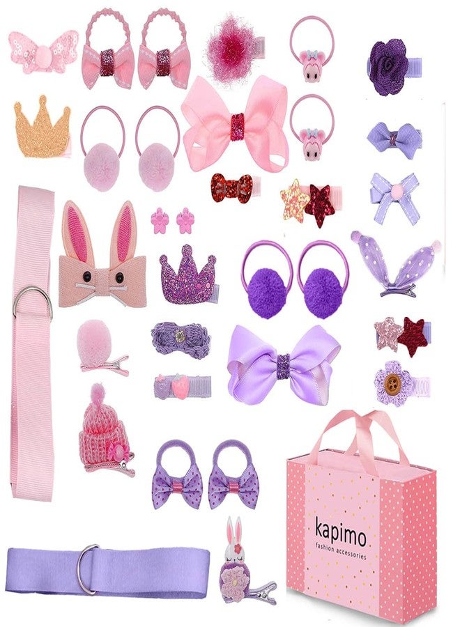 kapimo 36 pcs Hair Clips for Baby Girls Toddlers Assorted Stylish Fashion Kids Hair Accessories Gift Set Box (Pink Purple) - Image 1