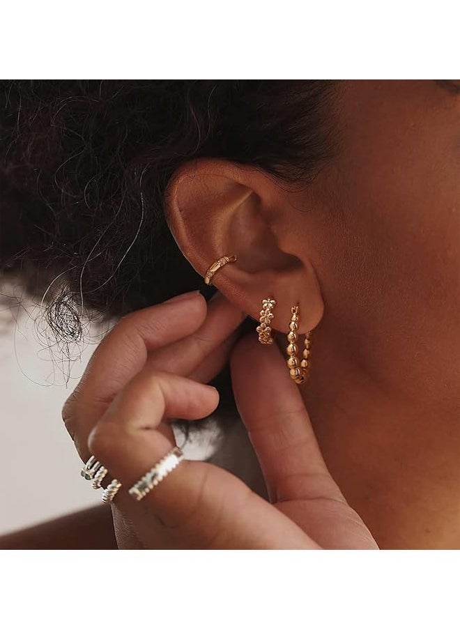 Mevecco - Women Huggie Earrings Gold Hoop 14K Gold Filled Small Simple Handmade Hypoallergenic Everyday Jewelry - Image 1
