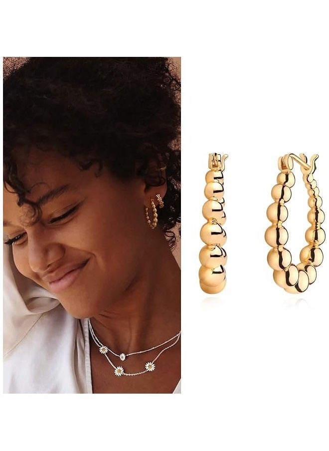Mevecco - Women Huggie Earrings Gold Hoop 14K Gold Filled Small Simple Handmade Hypoallergenic Everyday Jewelry - Image 1