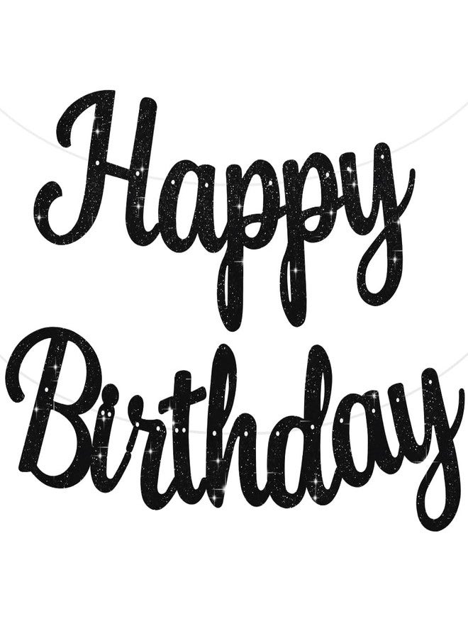 BEISHIDA Black Happy Birthday Banner - NO DIY,10Feet,Pre-Strung-Glitter Happy Birthday Sign, Happy Birthday Garland,Happy Birthday Backdrop,Happy Birthday Decorations for Women - Image 1