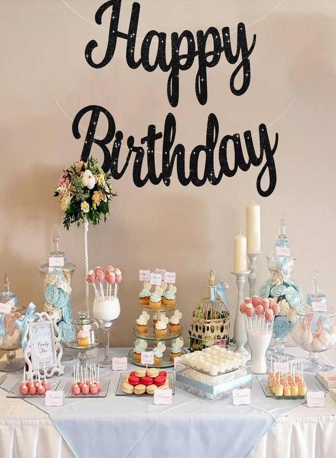 BEISHIDA Black Happy Birthday Banner - NO DIY,10Feet,Pre-Strung-Glitter Happy Birthday Sign, Happy Birthday Garland,Happy Birthday Backdrop,Happy Birthday Decorations for Women - Image 5