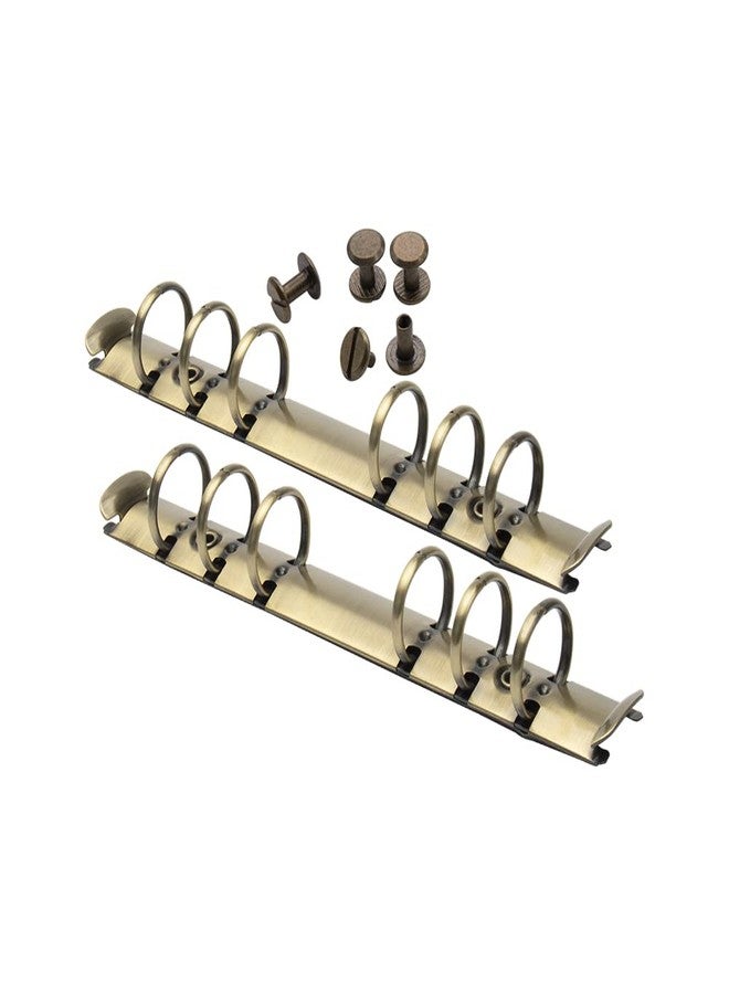 Mogoostry 2PCS 6-Ring Binder Mechanism A6 Notebook Mechanism Replacement Kit Bronze Metal Clip Ring Binding Spines Combs Set for Planner Organizers - Image 1
