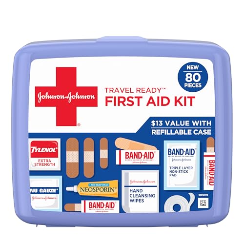 BAND-AID Brand Travel Ready Portable Emergency First Aid Kit for Minor Wound Care, Perfect for Home, Car, Travel, Camping Essentials & Outdoor Emergency Kit, 80 Pieces - Image 1