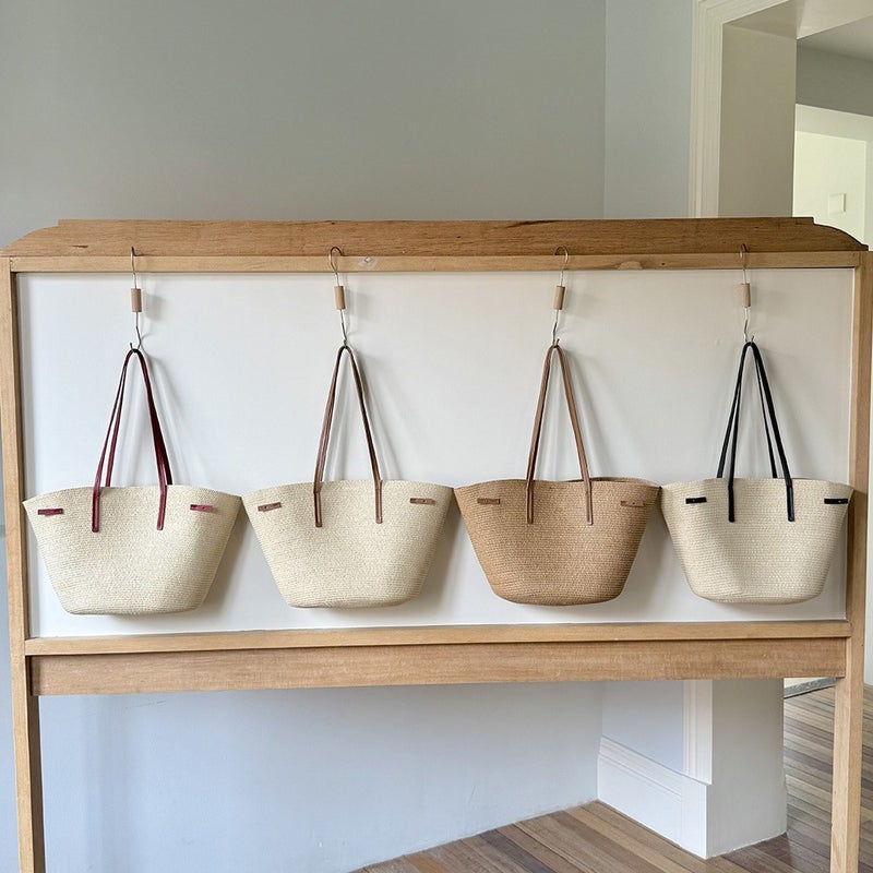 Summer Portable Vegetable Basket Bag Large Capacity Straw Tote Bag High-End Beach Holiday Shoulder Bag - Image 2