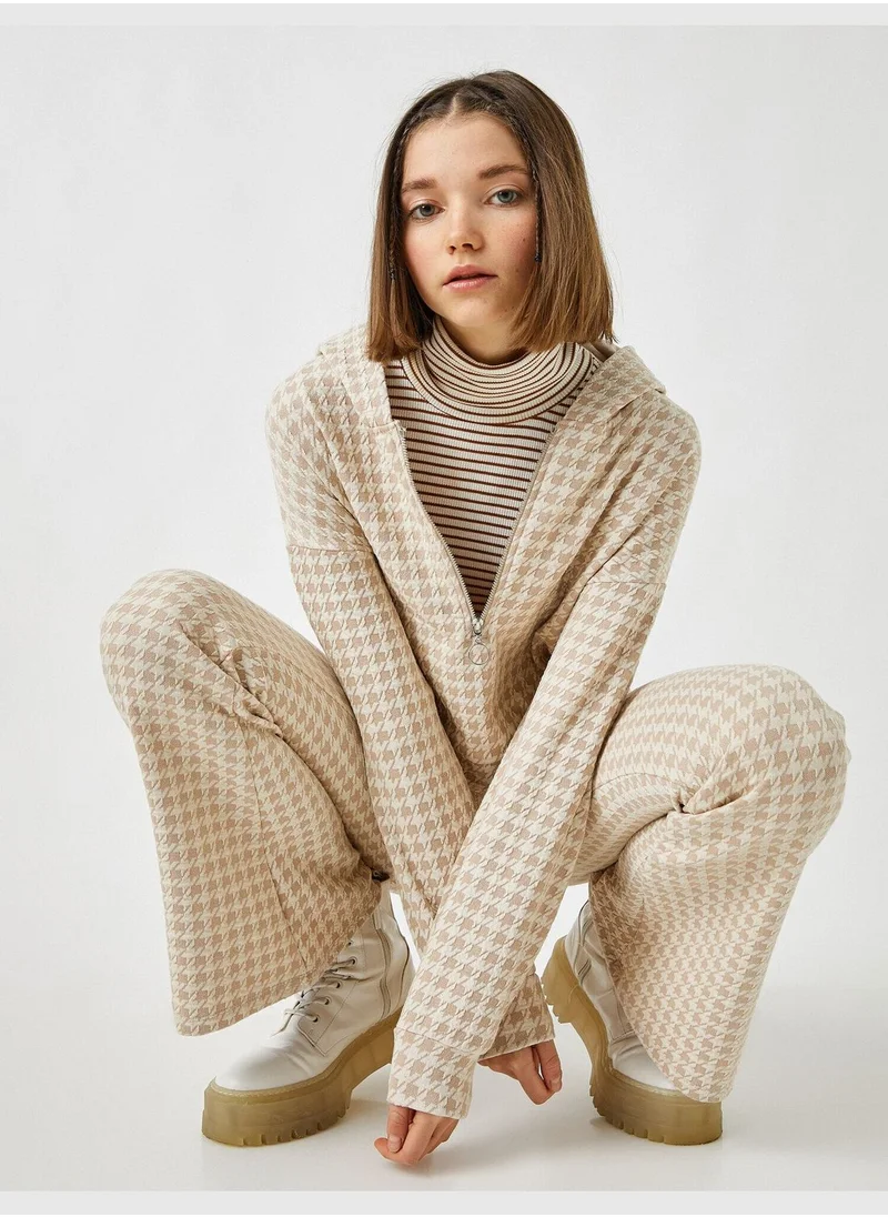 KOTON Hoodie Plaid Sweatshirt