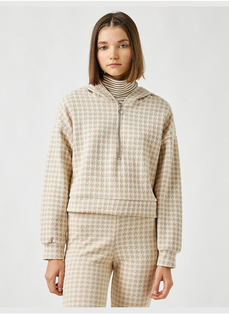 KOTON Hoodie Plaid Sweatshirt