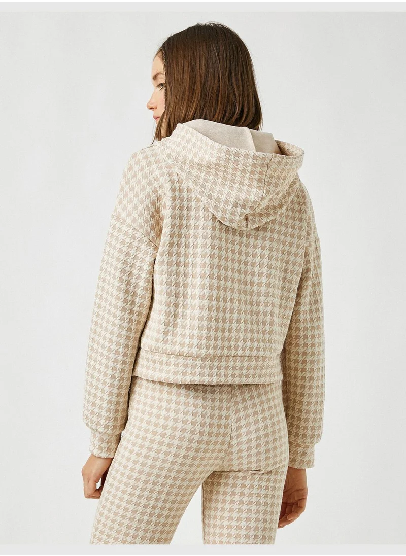KOTON Hoodie Plaid Sweatshirt