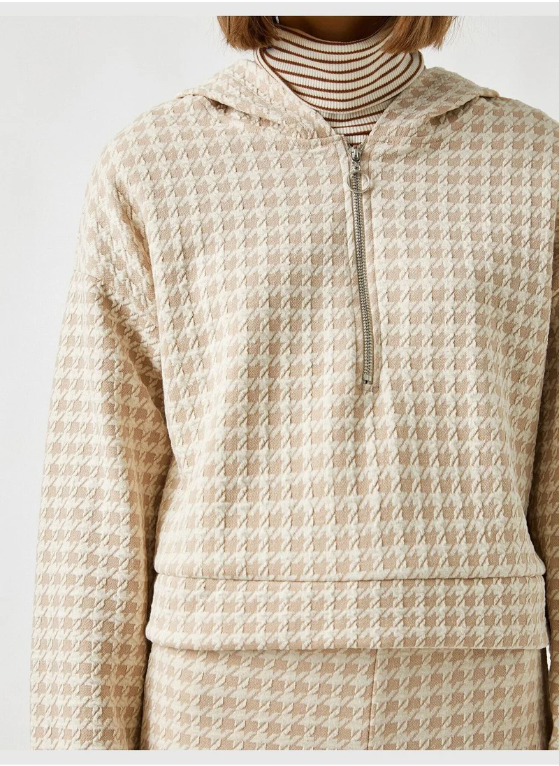 KOTON Hoodie Plaid Sweatshirt