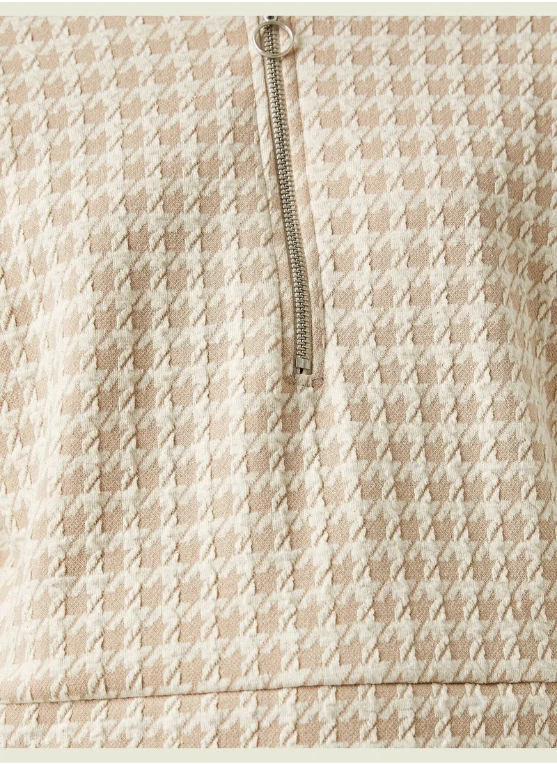 KOTON Hoodie Plaid Sweatshirt
