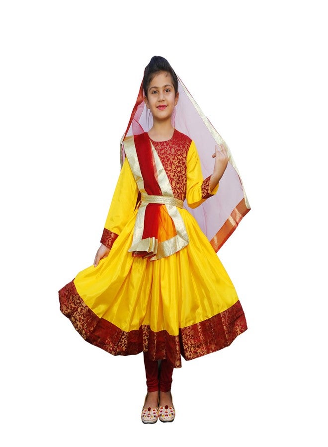 DESI ANDAAZ Indian Classical Dance Kathak Anarkali,Tights Dupatta Kids Fancy Dress Costume(8-9Years) - Image 1